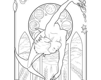 Desenho de Merfolk para colorir.