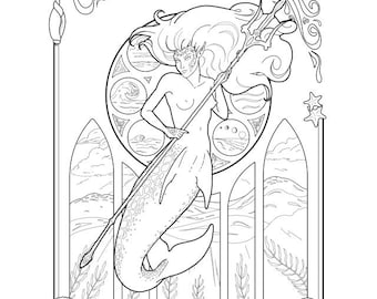 Desenho de Merfolk para colorir.