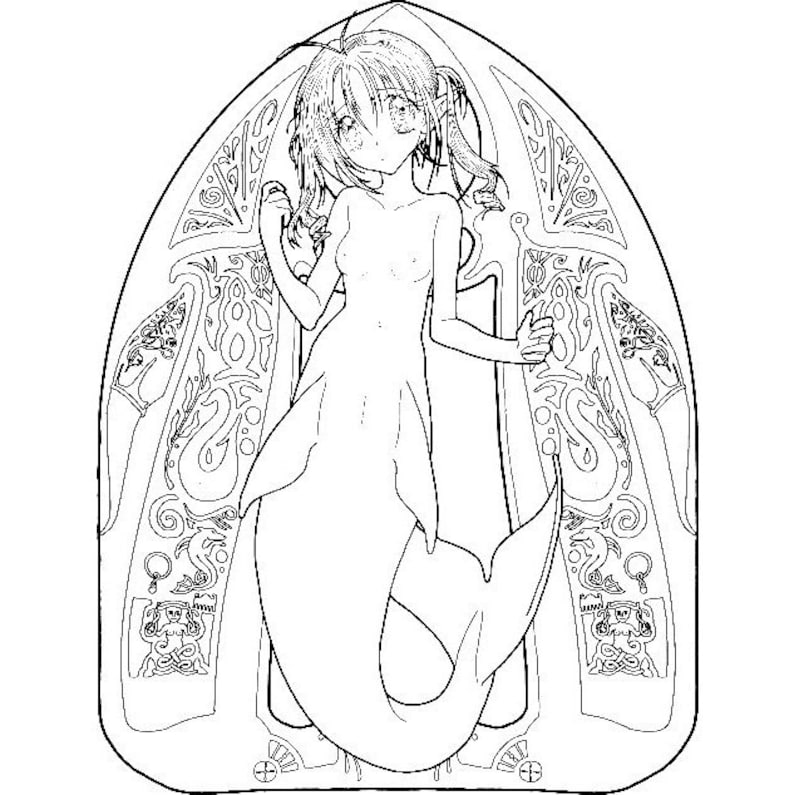 Sirena para colorear página: solo 02 - Etsy España