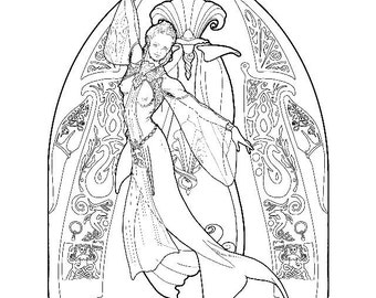 Mermaid coloring page - couture 08