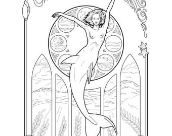 Desenho de Merfolk para colorir.