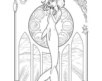 Desenho de Merfolk para colorir.