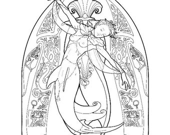 Mermaid coloring page - couture 12