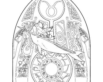 taurus coloring page etsy