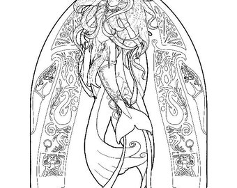 Mermaid coloring page - couture 03