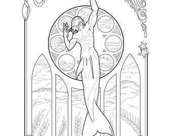 Desenho de Merfolk para colorir.