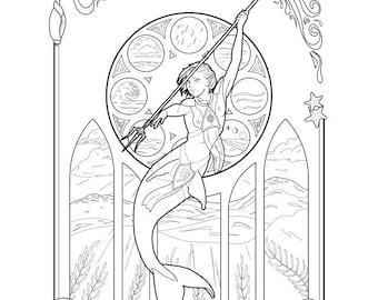 Desenho de Merfolk para colorir.