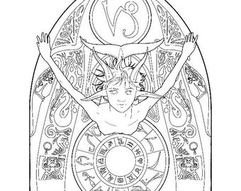 Mermaid coloring page - zodiac 10 (Capricorn)