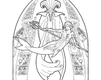 Mermaid coloring page - couture 10