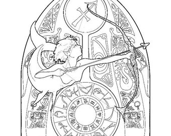 Mermaid coloring page - zodiac 09 (Sagittarius)