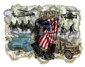 Abstract US Patriotic Army Military Clinched Hand Flag Collage PNG/JPEG Instant Download Tattoo Waterslide Sublimation Print