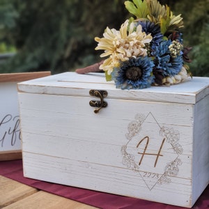 Boîte de mariage blanche | boîte en bois pour cartes de mariage |  grande boîte pour cartes de mariage | boîte de mariage rustique