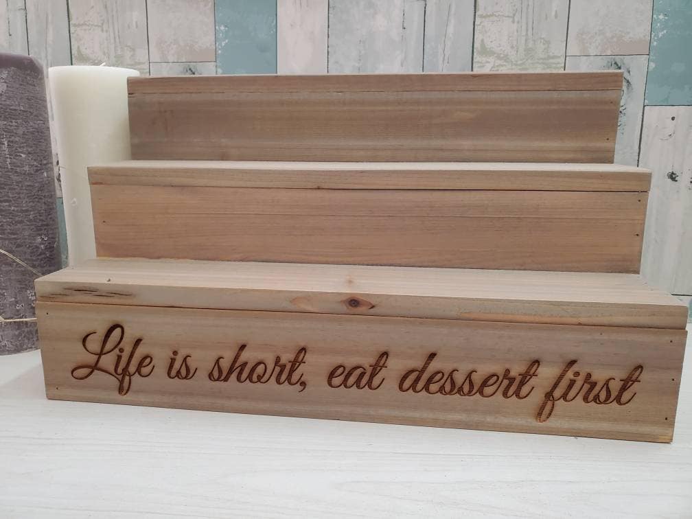 Cedar Cupcake Stand: 3-Tier Dessert Display, Custom Engraved