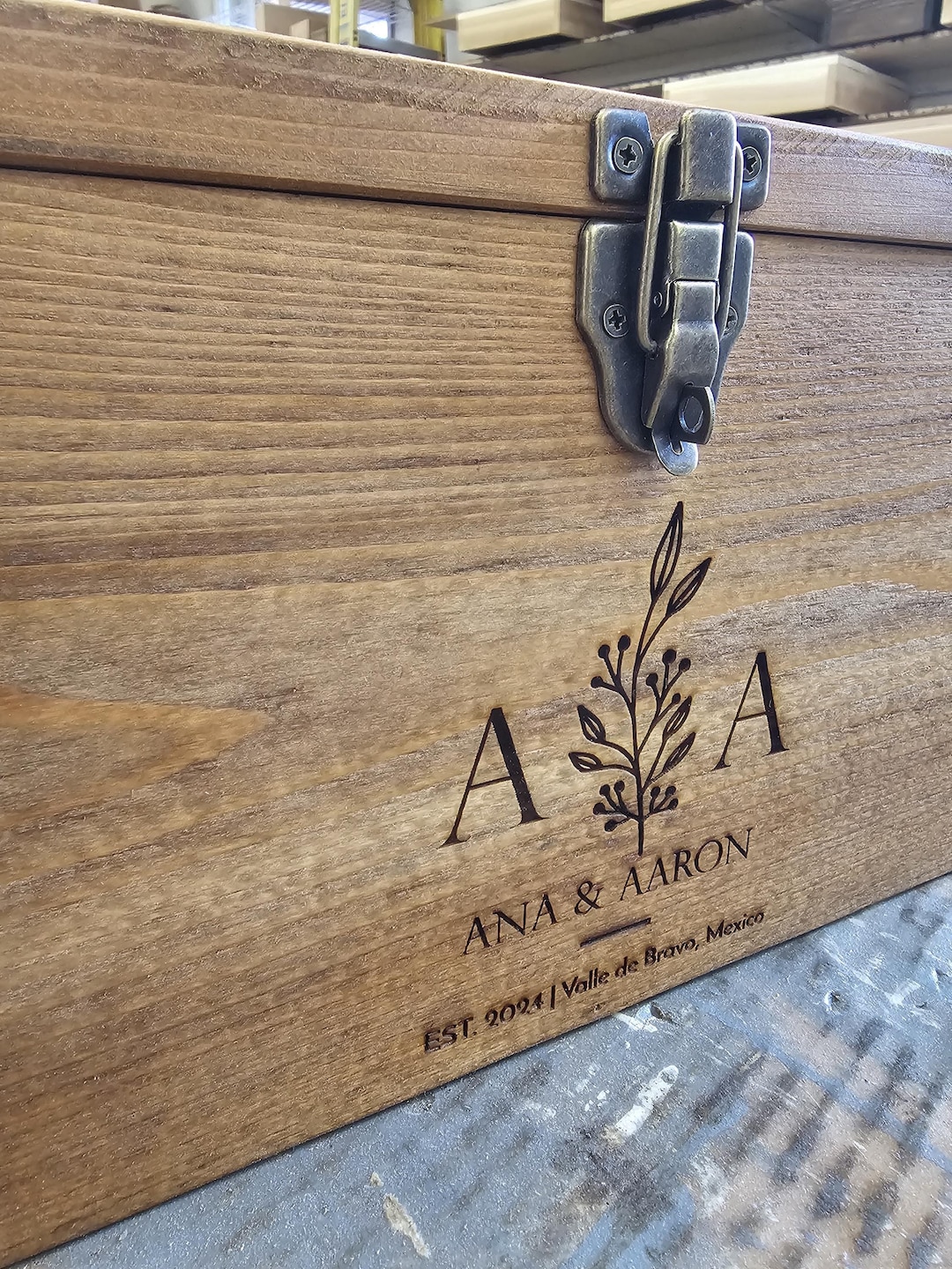 Rustic Cedar Wood Card Box for Weddings - Engraved Keepsake With Lock ...