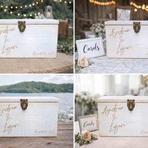 Rustic Cedar Wood Card Box for Weddings - Engraved Keepsake With Lock ...
