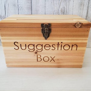 Rustic Wooden Suggestion Box with Lock | Personalized Comment Box | Wedding Advice Card Box | Business Feedback Box | Donation Box