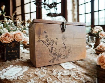 Rustic Cedar wedding card box | locking wedding card holder