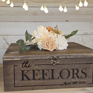 Personalized Rustic Cedar Cake Stand Keepsake Box Wedding Decor 14x14x6 inches