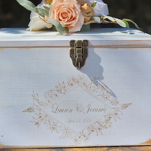 Custom Engraved Rustic Wedding Card Box with Lock