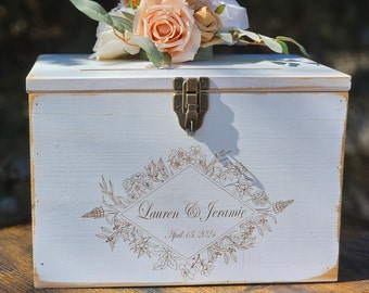 Custom Design Wooden card box with a slot and lock, Rustic card box, Wedding card box