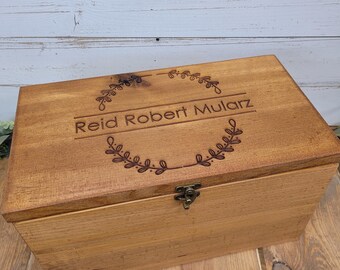 Personalized Baby Keepsake Box: Rustic Wooden Memory Box