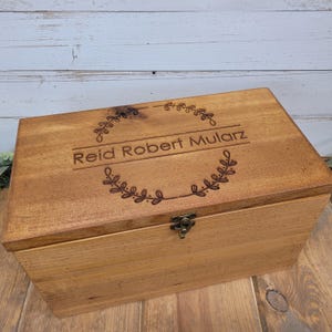 Newborn Keepsake Boxes for Babies, Personalized Wooden Memory Box, Time capsule box, Baby Keepsake Box, Children&#39;s Memory Box