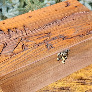 Personalized Travel mementos Box | Camper keepsake box | Mountain gifts for him