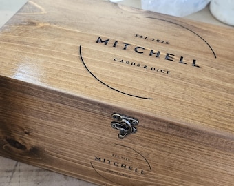 Personalized Card Game Storage Box: Engraved Family Game Night Organizer