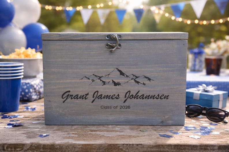 Rustic Graduation Card Box | Personalized Graduation Card box | College Card Box image 6