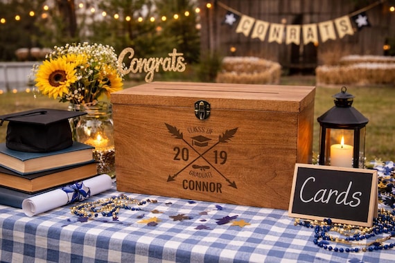 Rustic Graduation Card Box | Personalized Graduation Card box | College Card Box