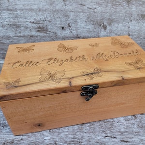 Personalized Wooden Keepsake Box: Engraved Memory Box