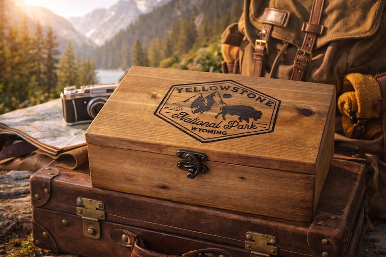 Yellowstone National Park Keepsake Box | National Park Map Box With a ...