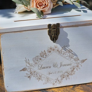 Boîte pour cartes de mariage bohème rustique - Garde-cartes de douche nuptiale pour décoration de mariage dans une grange avec fente