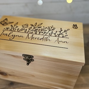 Keepsake Boxes for little Girl, Wooden Memory Box, Time capsule box, Baby Keepsake Box, Children's Memory Box