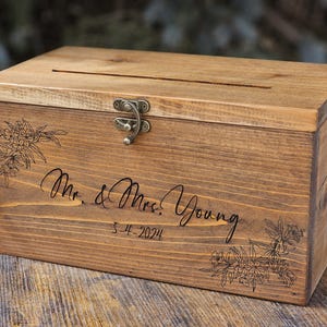 Boîte pour cartes de mariage Boîte pour cartes de mariage avec fente Boîte pour cartes de mariage rustique Boîte pour cartes en bois pour mariage