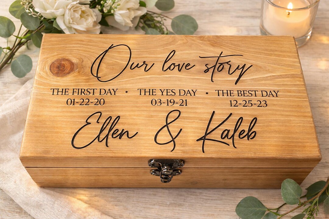 Personalized Our Love Story Keepsake Box, Wedding Memory Box, Engraved ...