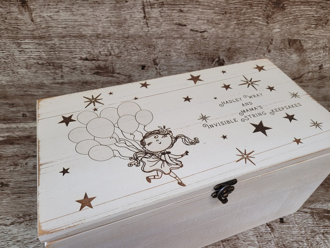 Girl Keepsake Boxes for Babies, Wooden Memory Box, Baby Keepsake Box