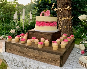 2 Tiered Cake Stand  cake and cupcake stand  Rustic Wedding cake stand