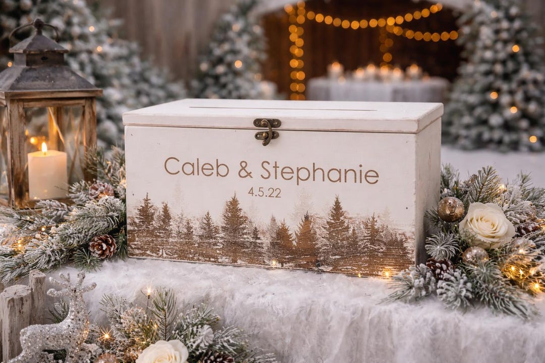 Personalized Rustic Wedding Card Box | Engraved Barn Wood Keepsake - Etsy