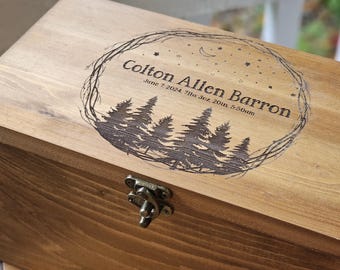 Personalized Baby Keepsake Box | Rustic Woodland Theme | New born Gift