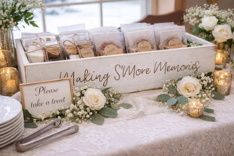 Personalized Wedding Cookie Display Box - Rustic Wood Tray immagine 8