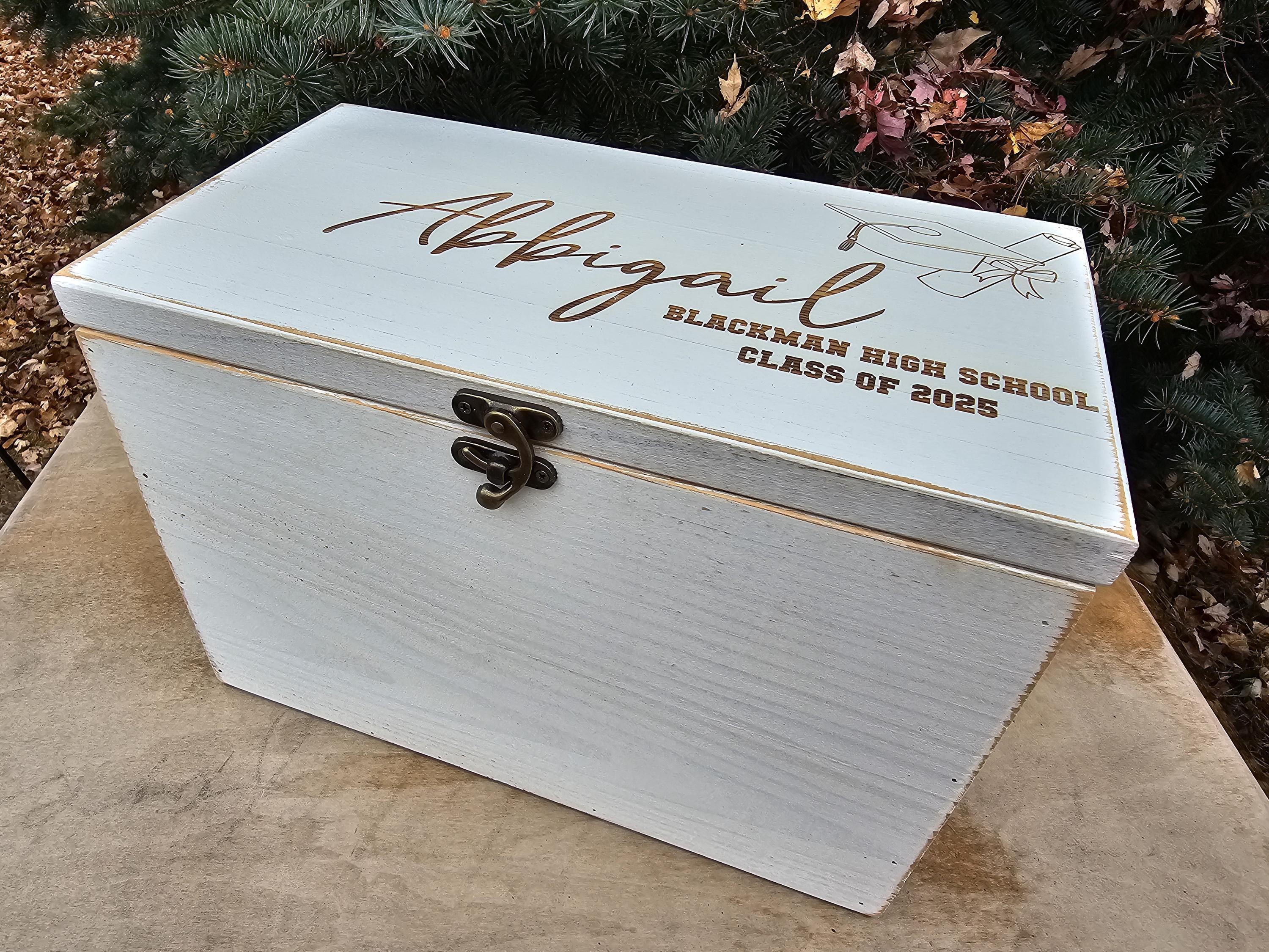Timber Graduation Box Rustic Wooden Graduation Card Box – Barnwood Card Holder With Hinged ...