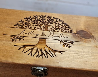 Rustic Cedar Baby Keepsake Box | Custom Engraved Wooden Memory Box