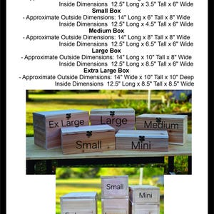 a variety of wooden boxes in different sizes, including a mini box, a medium box, and a large box. The boxes are arranged in a way that showcases their different dimensions and sizes, providing options for users to choose from based on their needs.