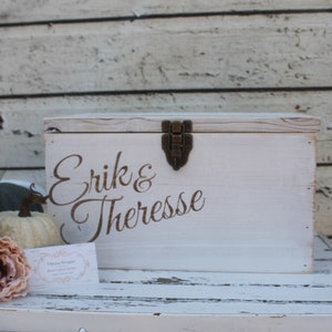 Wooden card box personalized- lockable card box - rustic card box - wooden card box