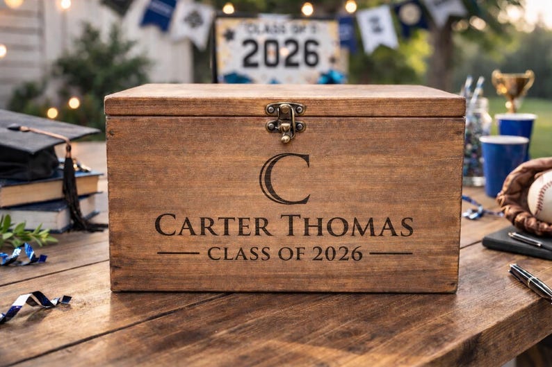Rustic Graduation Card Box | Personalized Graduation Card box | College Card Box image 9