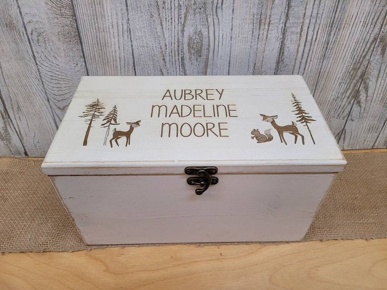 Personalized Keepsake Boxes for Babies, Wooden Memory Box, Time capsule box, Baby Keepsake Box, Children's Memory Box image 1