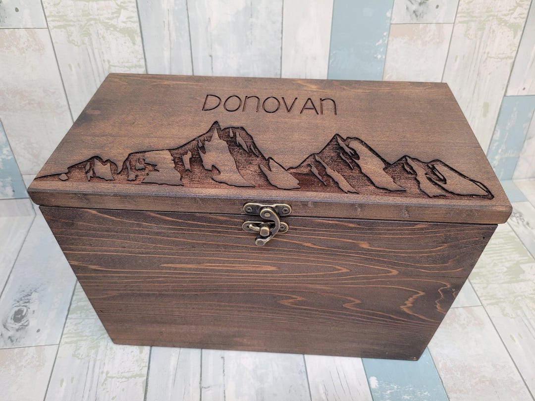 Rustic Wooden Keepsake Box Personalized Engraved Cedar Memory Chest for ...