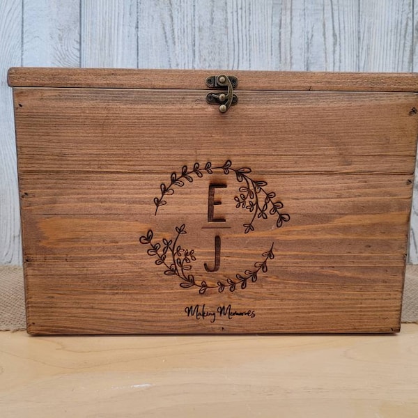 Wooden Card box with a Lock, Personalized Card Box, Engraved Keepsake box for Bride and Groom