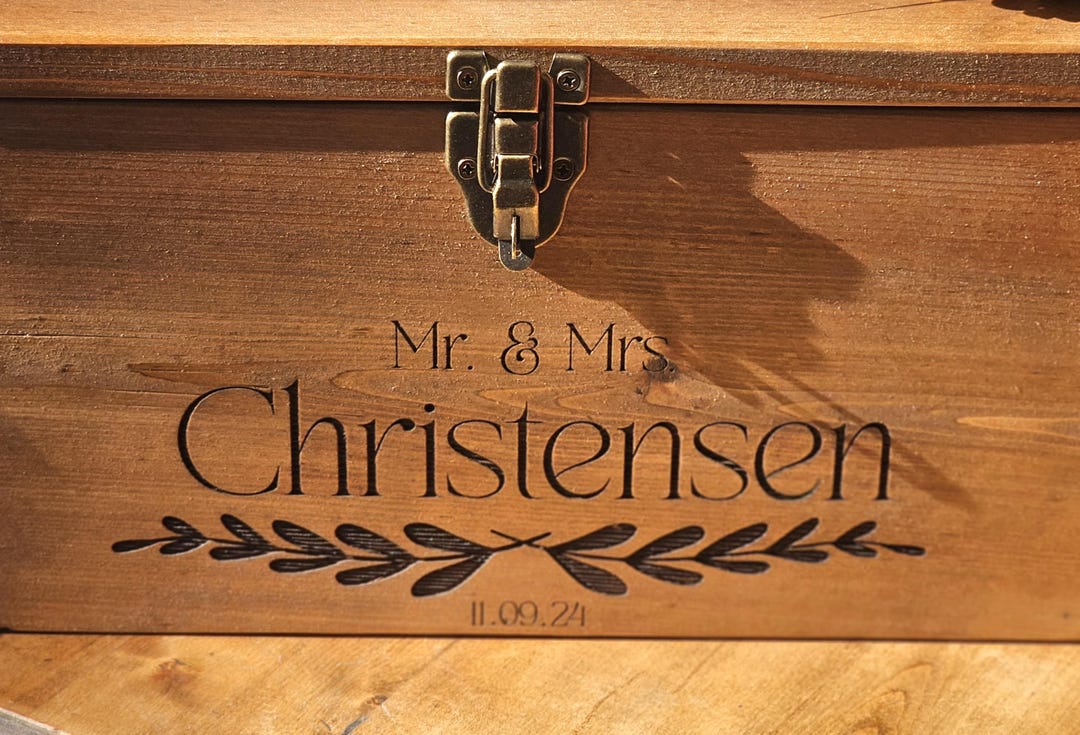 Personalized Rustic Wood Card Box \ Ex Large Lockable Wedding Keepsake ...